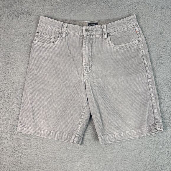 Quiksilver Waterman Shorts Mens 33 Gray Corduroy 10" Y2K Travel Skate - Picture 1 of 9